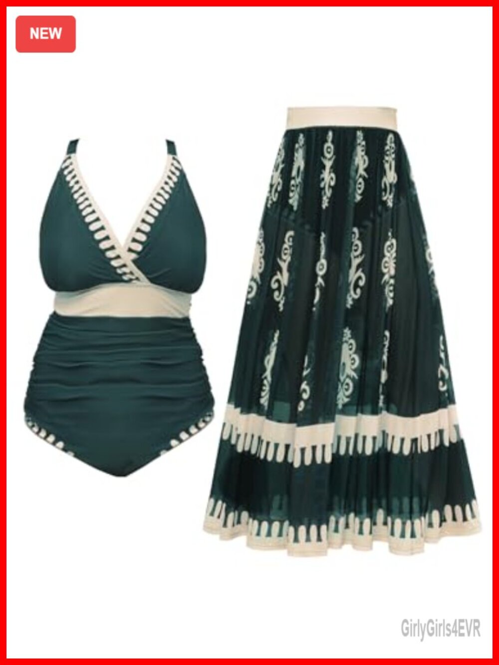 Plus Size One Piece Swim Dress with Skirt Floral Full Coverage